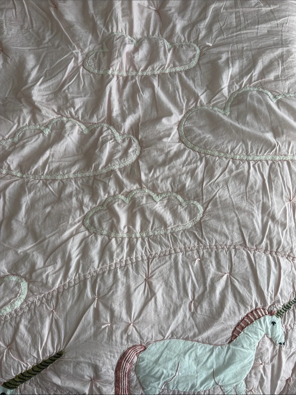 West Elm Kids twin size fairytale unicorn quilt pink
